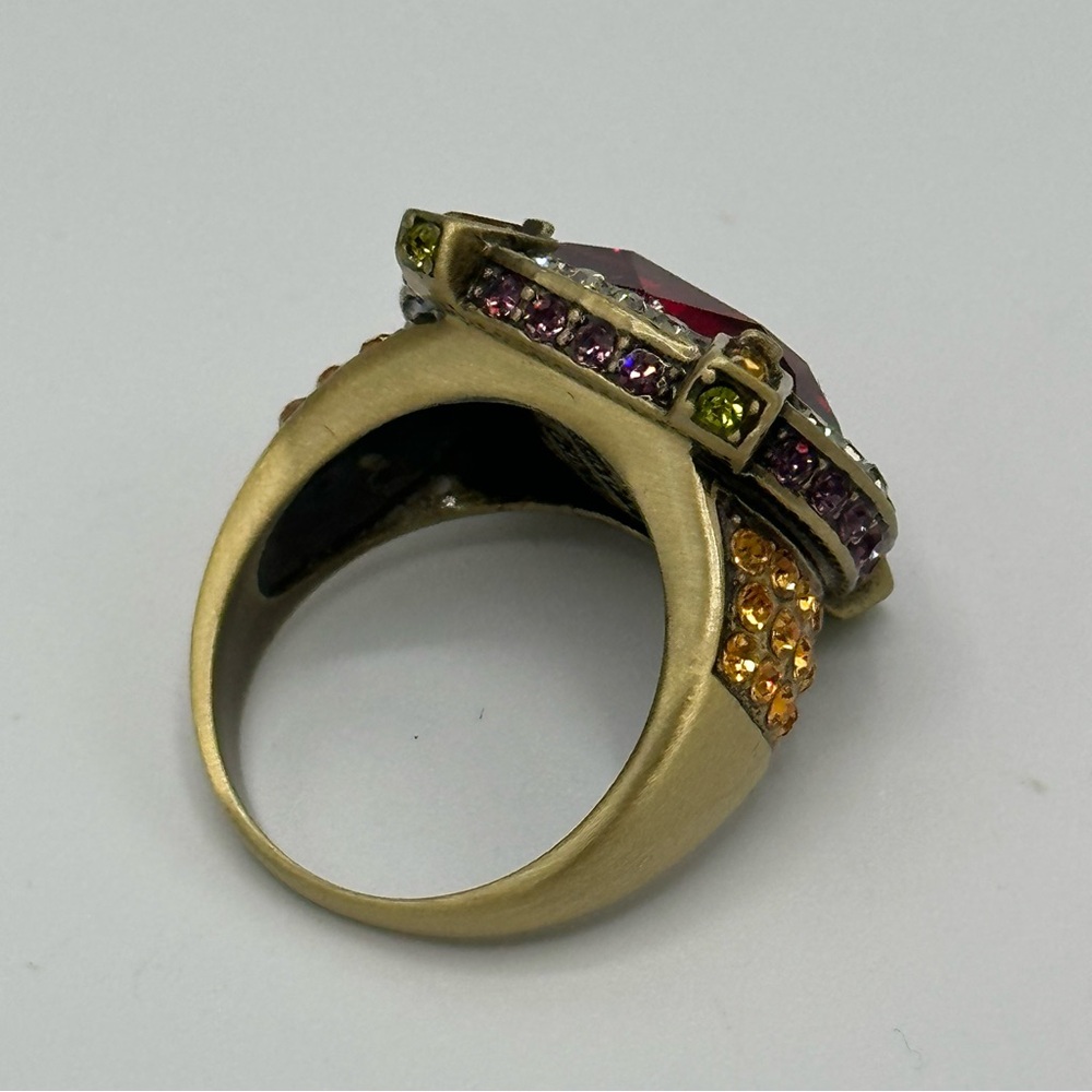 Heidi Daus Red Crystal Cocktail Ring Size 10 NWT - Picture 9 of 14